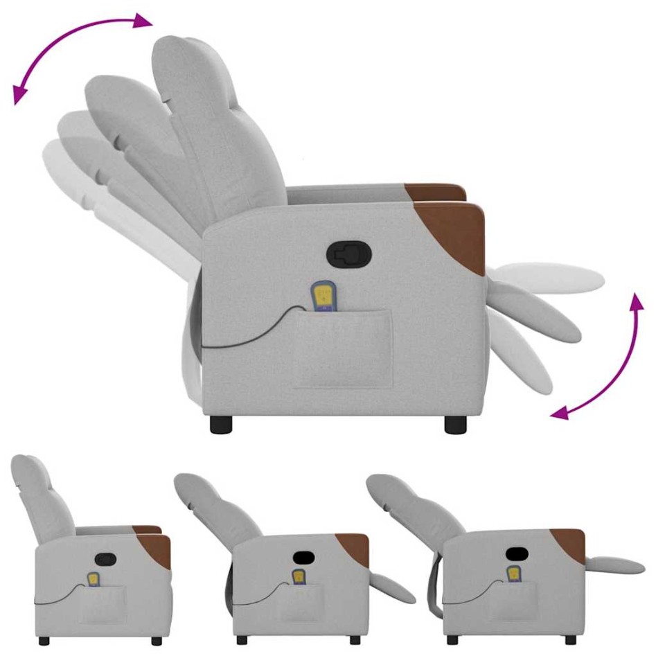 Sillón de masaje reclinable de tela gris