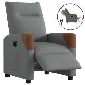 Sillón reclinable eléctrico de tela gris