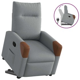 Sillón reclinable elevable de tela gris