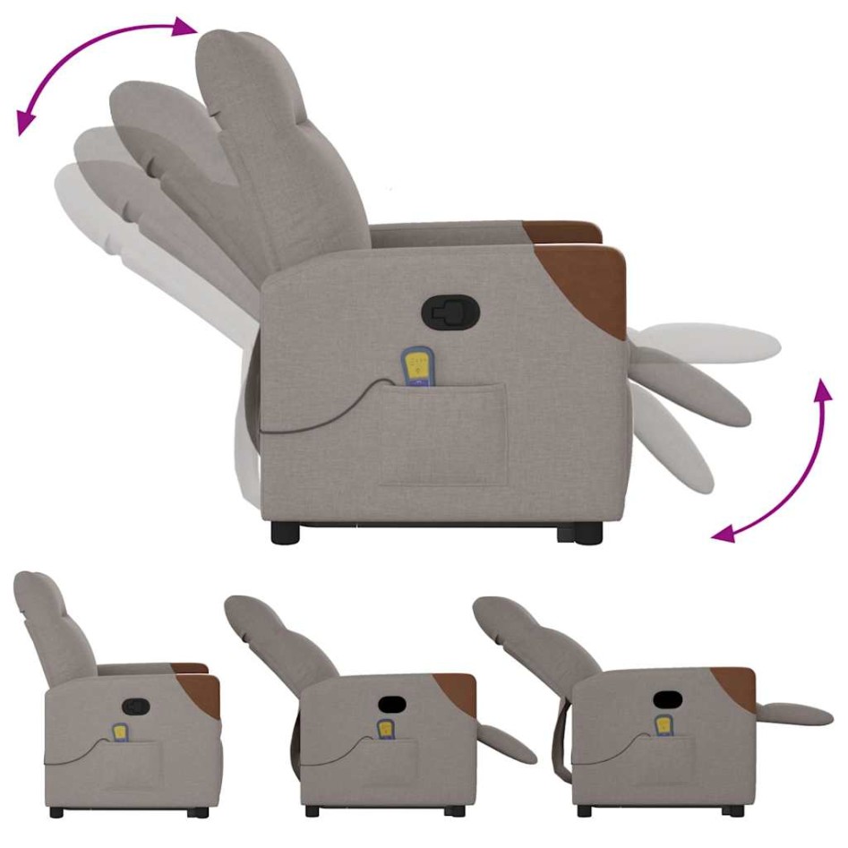 Sillón reclinable de masaje elevable tela gris