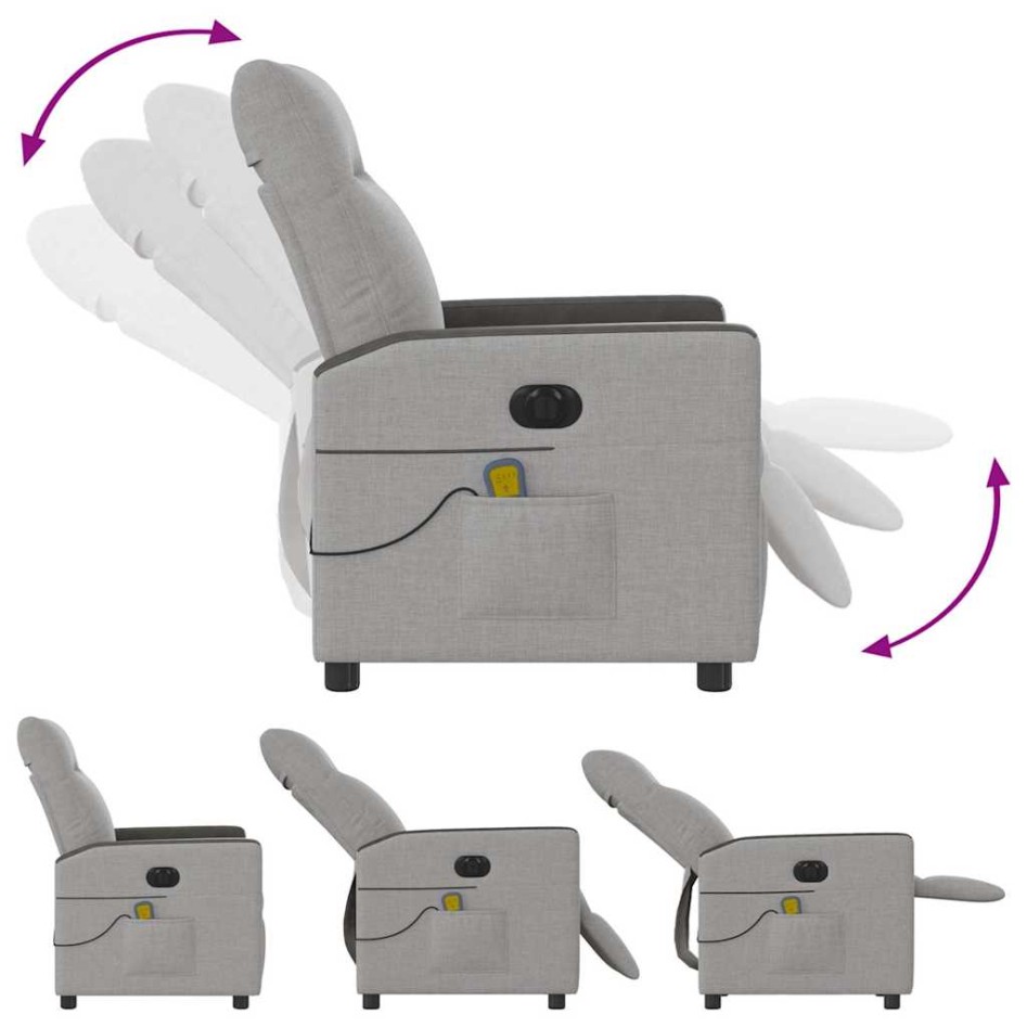 Sillón reclinable de masaje eléctrico tela gris