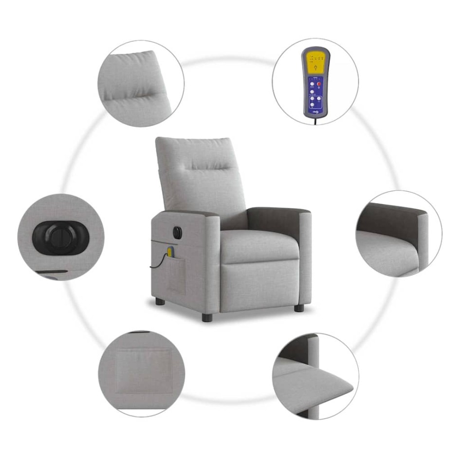 Sillón reclinable de masaje eléctrico tela gris