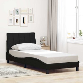 Estructura de cama sin colchón tela negro 80x200