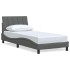 Estructura de cama sin colchón tela gris oscuro 90x200
