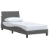 Estructura de cama sin colchón tela gris oscuro 90x200