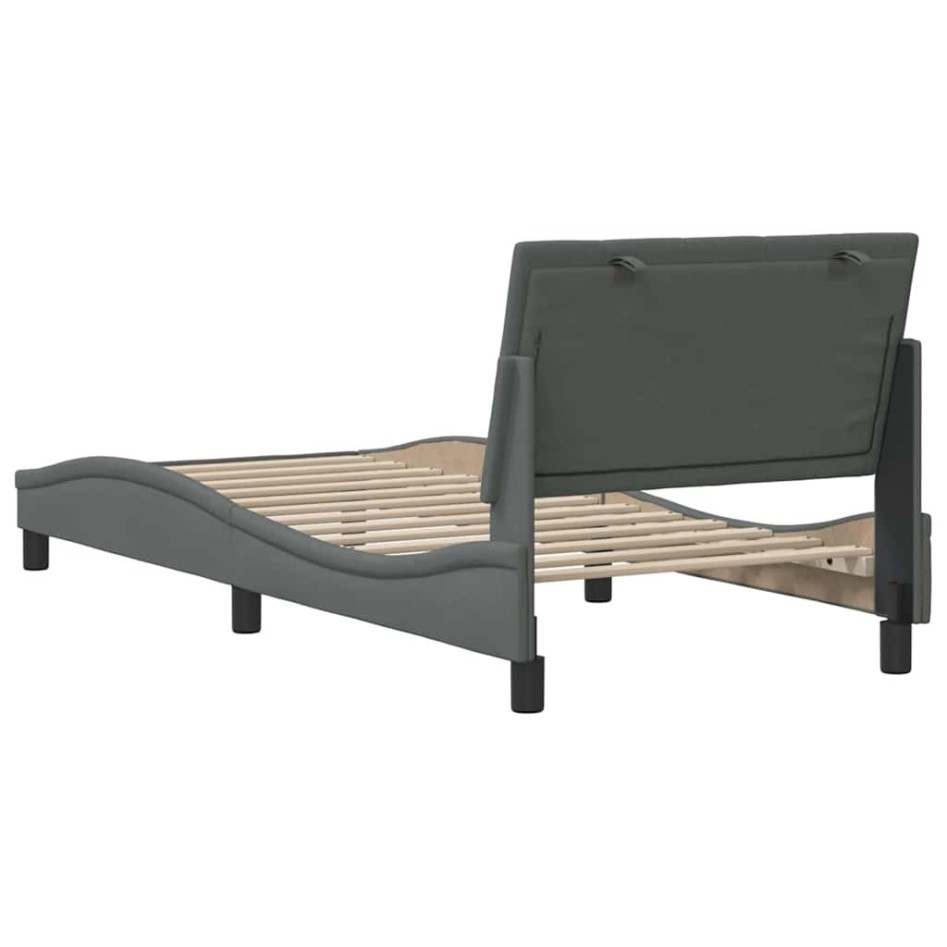 Estructura de cama sin colchón tela gris oscuro 90x200
