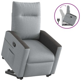 Sillón reclinable elevable de tela gris