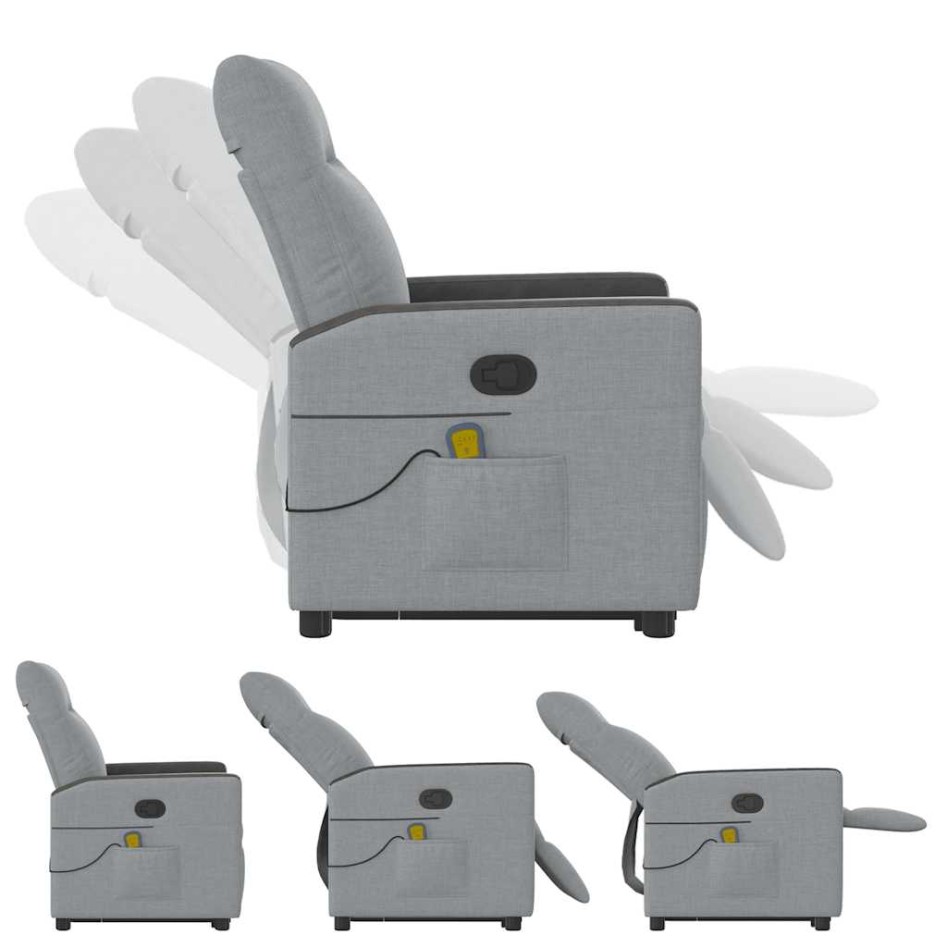 Sillón de masaje reclinable de pie de tela gris