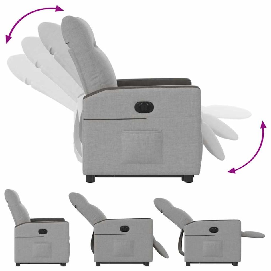 Sillón eléctrico reclinable elevable de tela gris