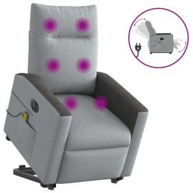 Sillón de masaje eléctrico reclinable elevable tela gris