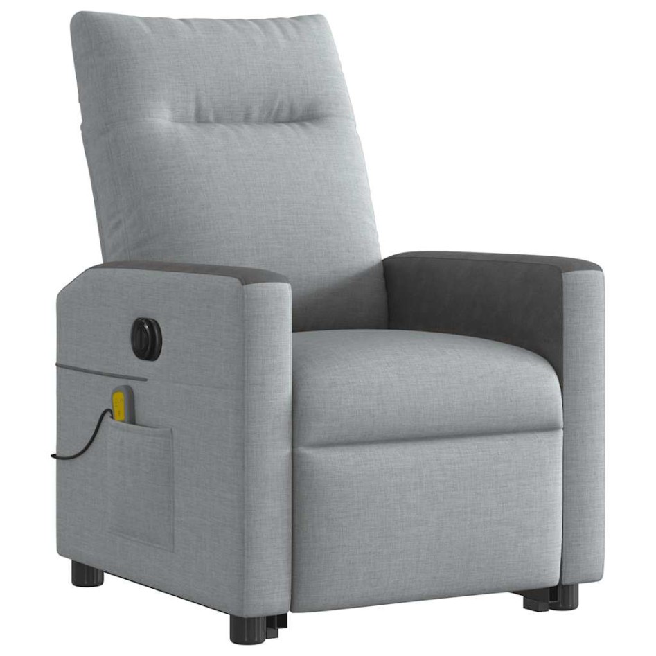 Sillón de masaje eléctrico reclinable elevable tela gris