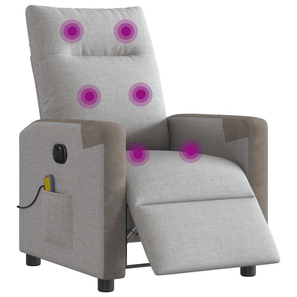 Sillón reclinable de masaje eléctrico tela gris