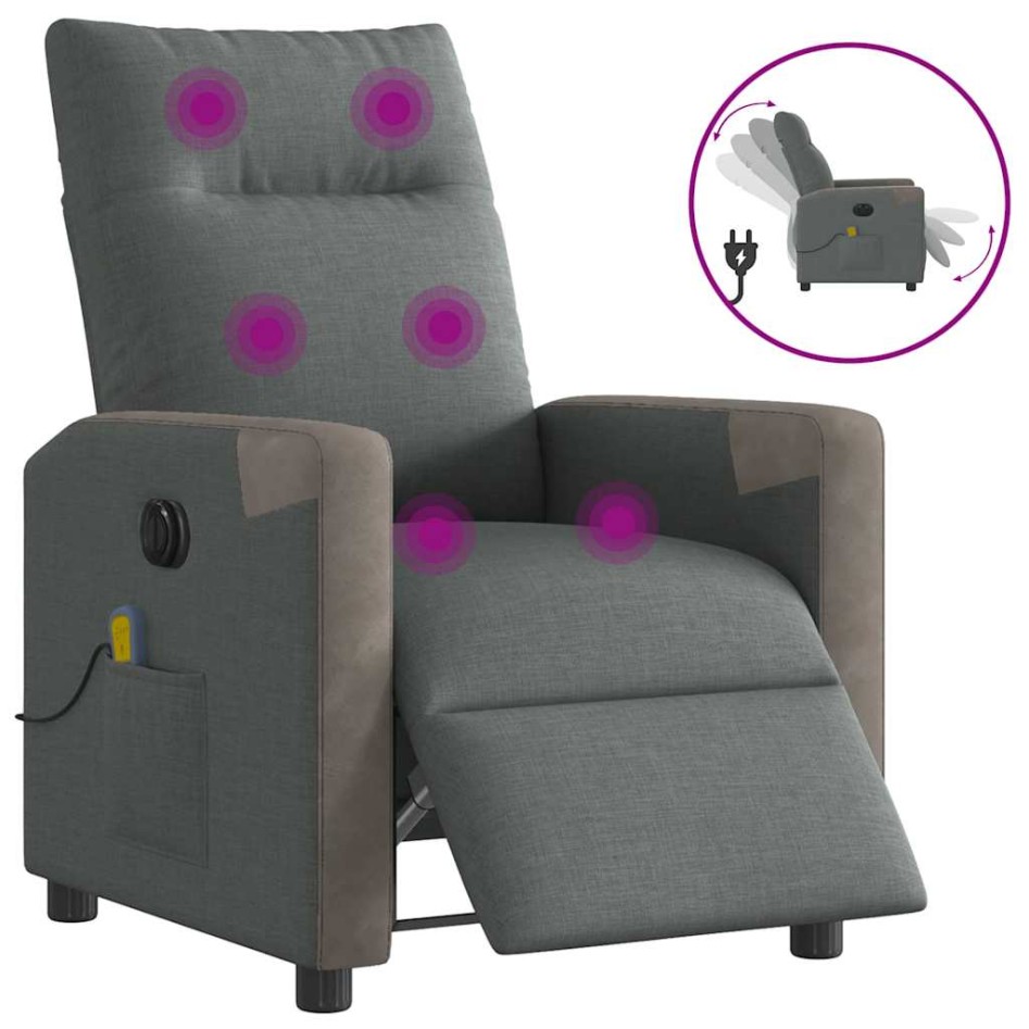 Sillón reclinable de masaje eléctrico tela gris