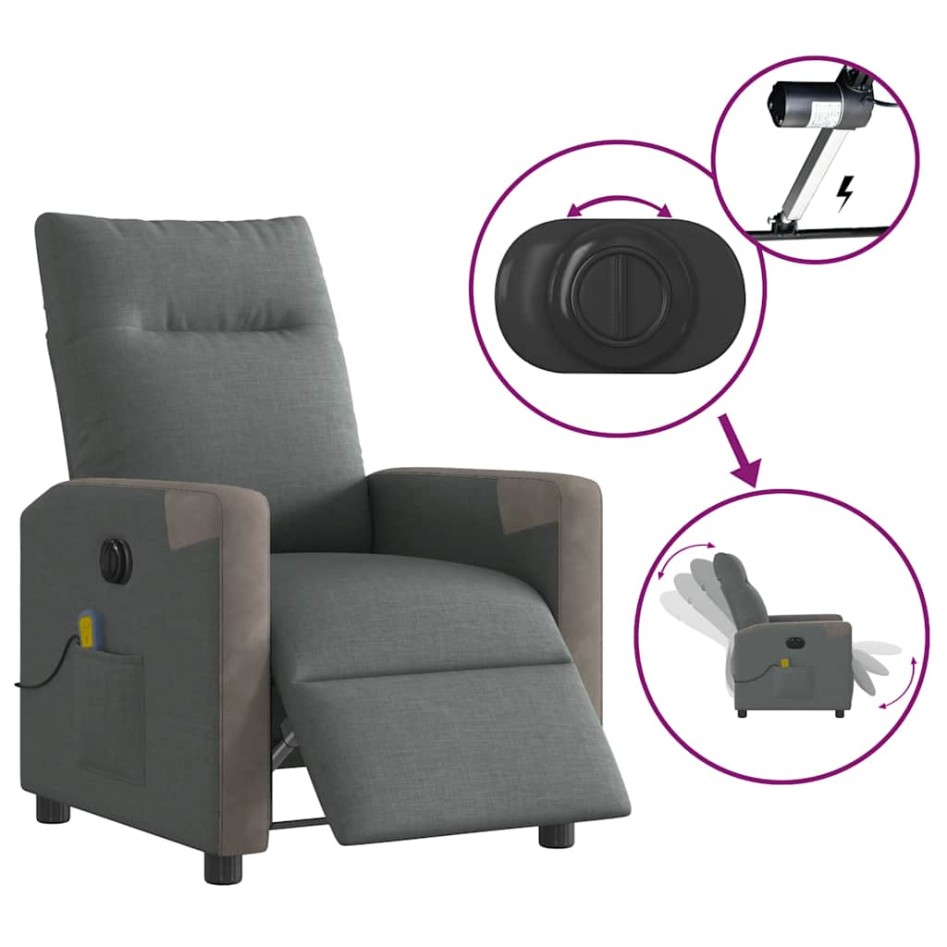 Sillón reclinable de masaje eléctrico tela gris