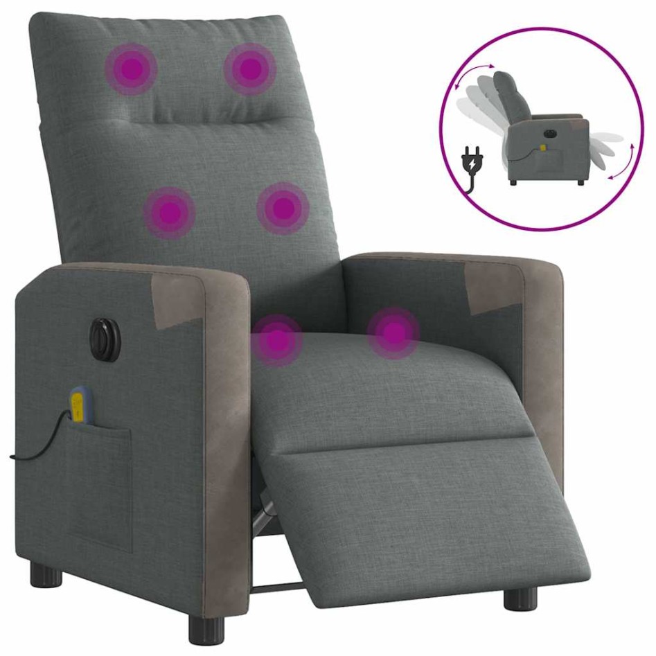 Sillón reclinable de masaje eléctrico tela gris