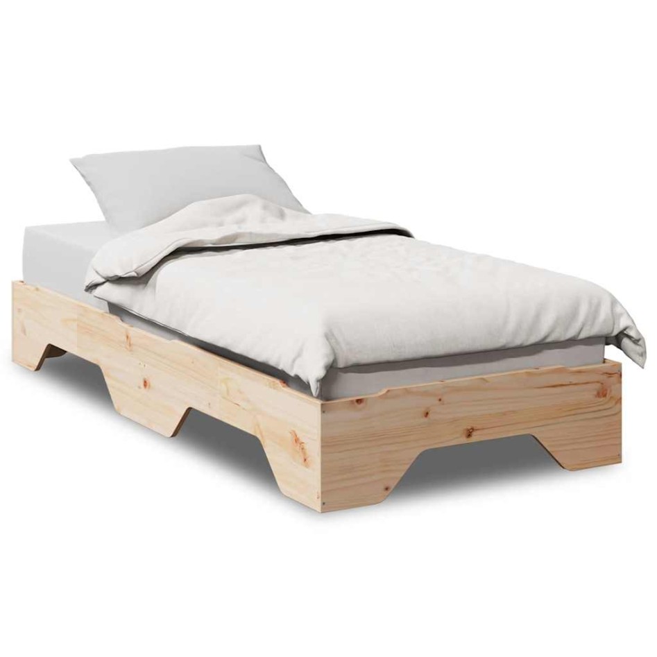 Estructura de cama sin colchón apilable 75x190 cm madera