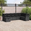 Set de sofás de jardín y cojines 8 piezas ratán sintético negro