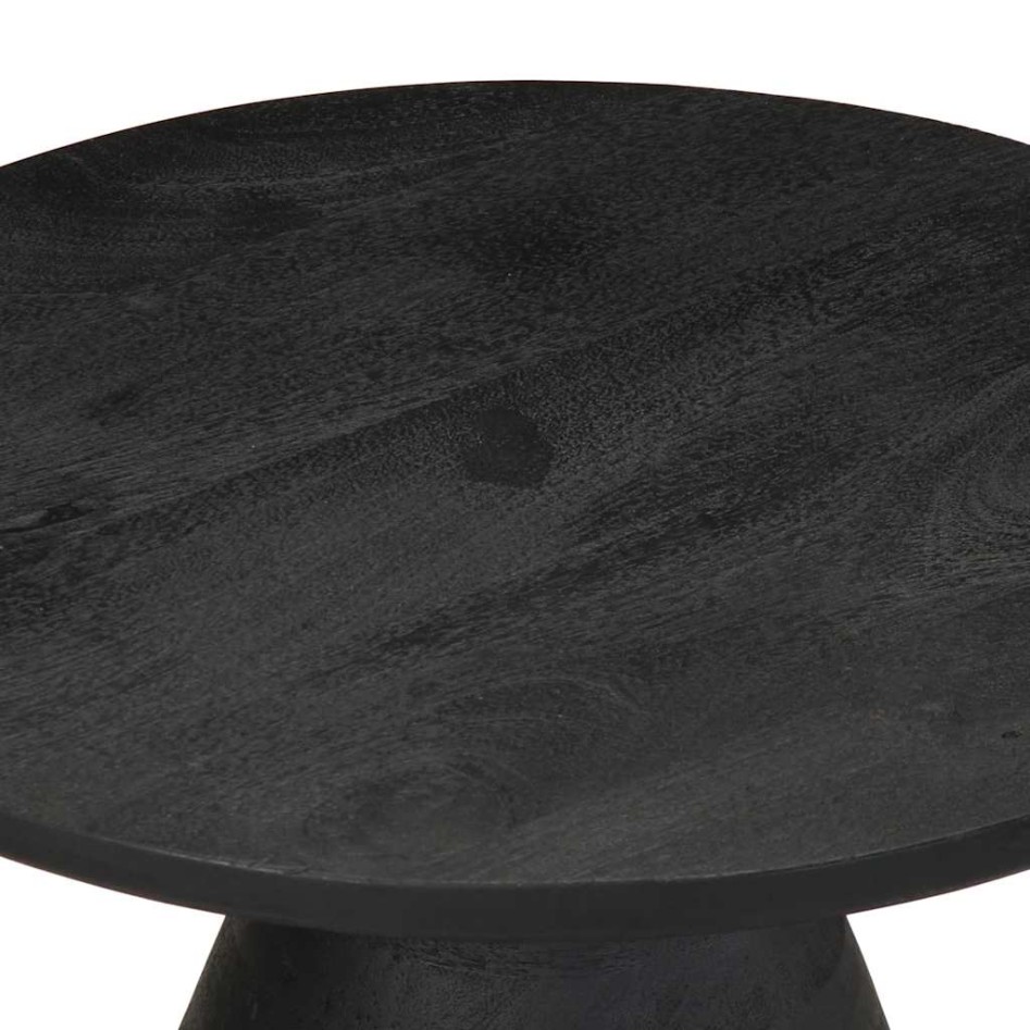 Mesa auxiliar madera maciza de mango negra Ø50x40