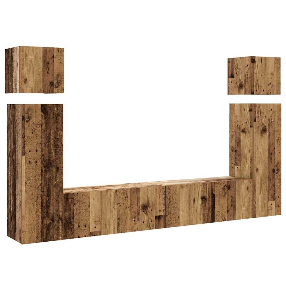 Conjunto de mueble de TV 8 piezas montado la pared madera