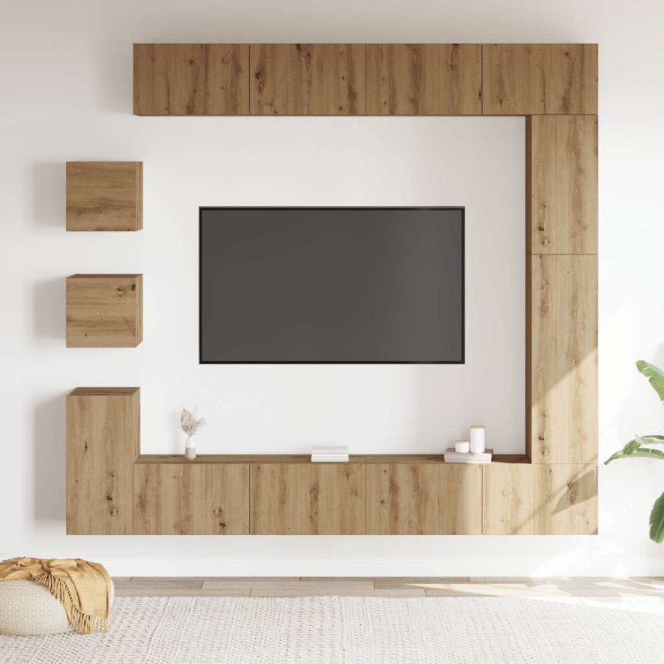Mueble para TV de pared madera contrachapada artesanal 9