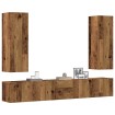 Conjunto de mueble de TV 5 piezas montado la pared madera vieja