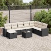 Set de sofás de jardín con cojines 9 pzas ratán sintético negro