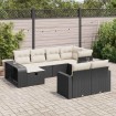 Set de sofás de jardín y cojines 10 pzas ratán sintético negro