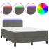 Cama box spring colchón y LED terciopelo gris oscuro 120x190