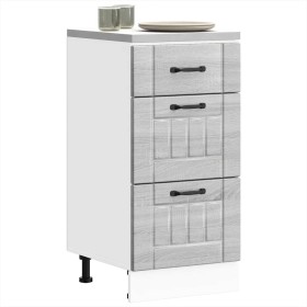 Mueble bajo de cocina Lucca madera contrachapada gris