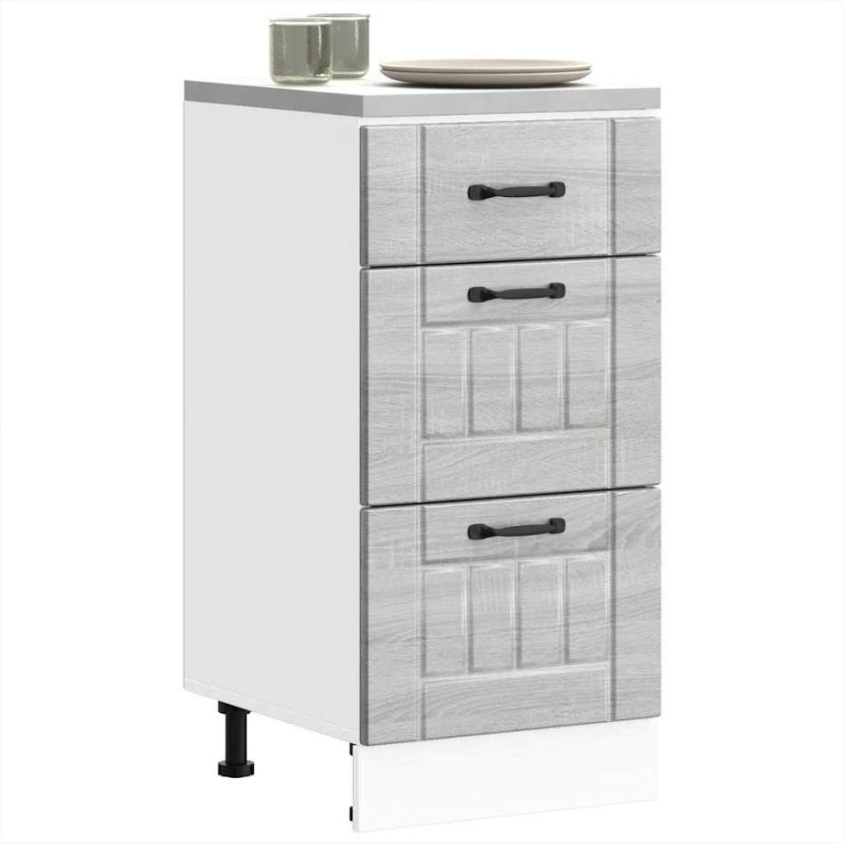 Mueble bajo de cocina Lucca madera contrachapada gris