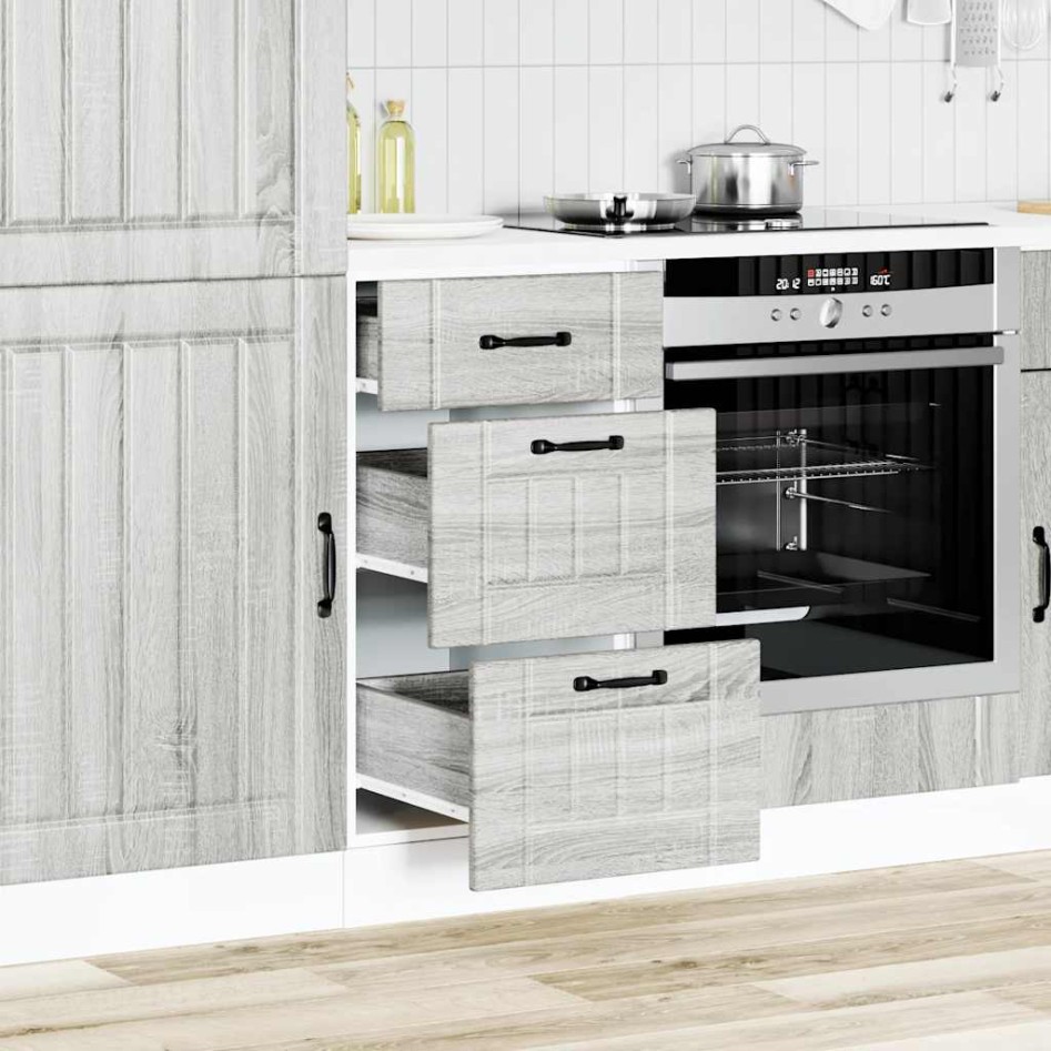 Mueble bajo de cocina Lucca madera contrachapada gris