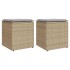 Taburetes de jardín con cojines 2 uds beige 40x40x43