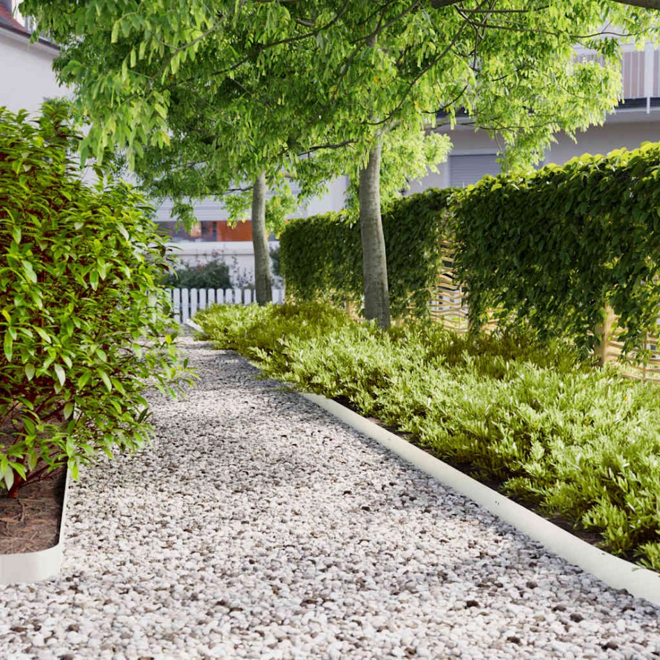 Bordes para césped 50 uds acero laminado frío blanco 10x103