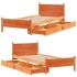 Cama sin colchón madera maciza de pino marrón cera 100x200