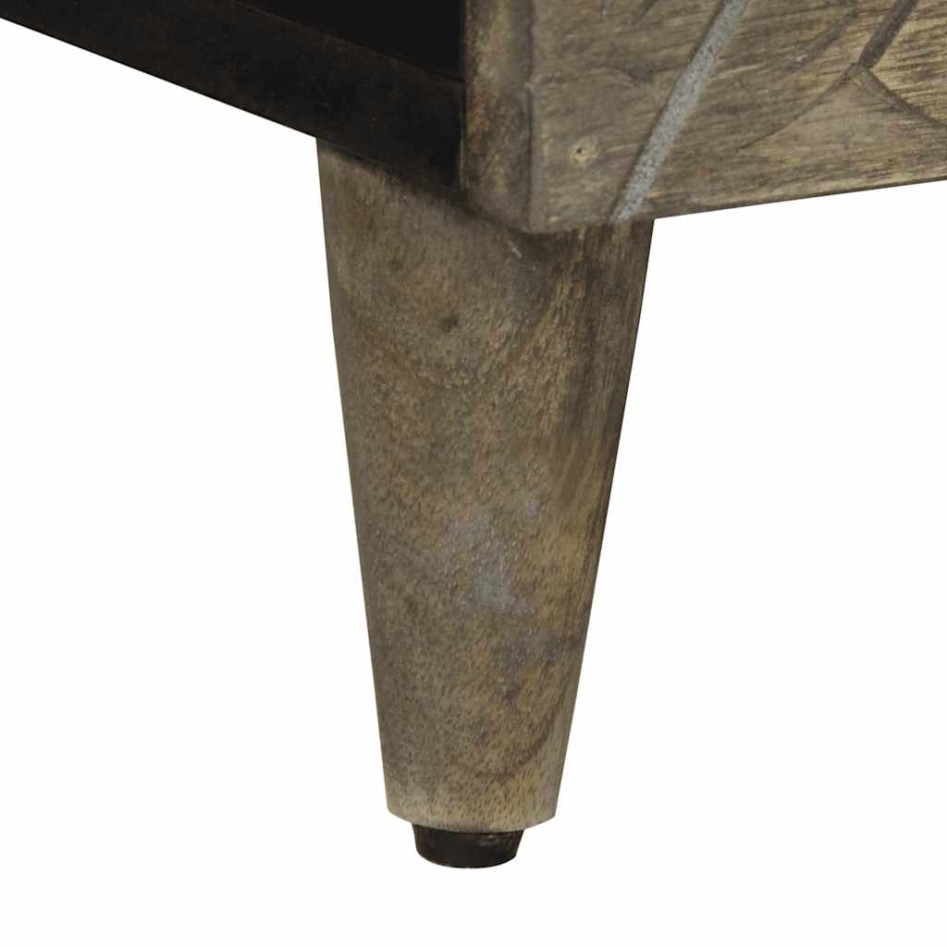 Mesa de centro de madera maciza de mango gris claro 80x50x40