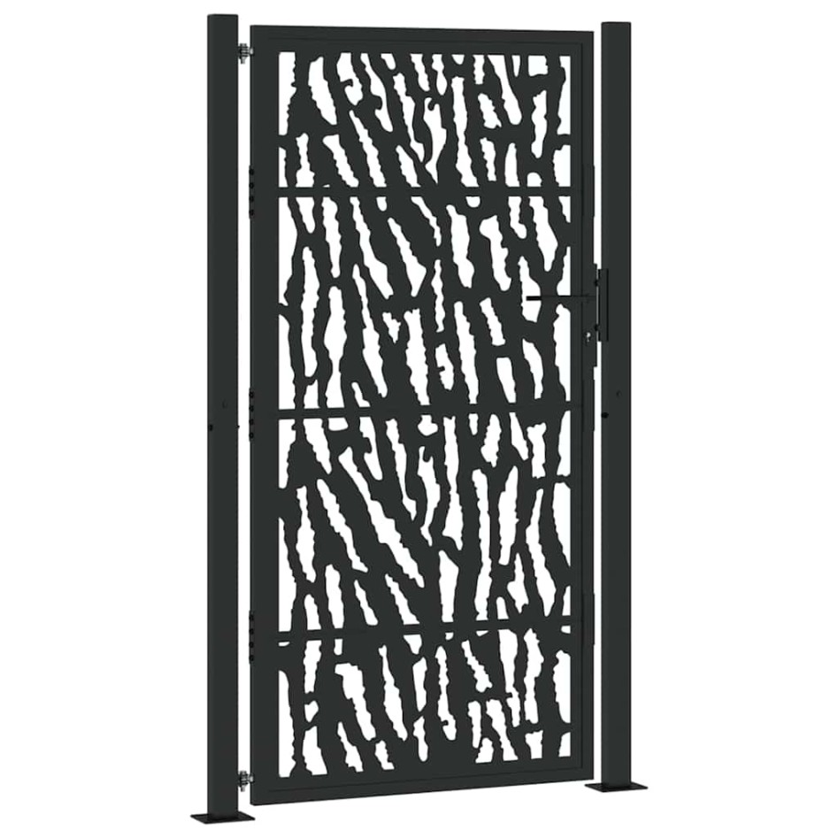 Puerta de jardín de diseño con carril de acero negro 105x180