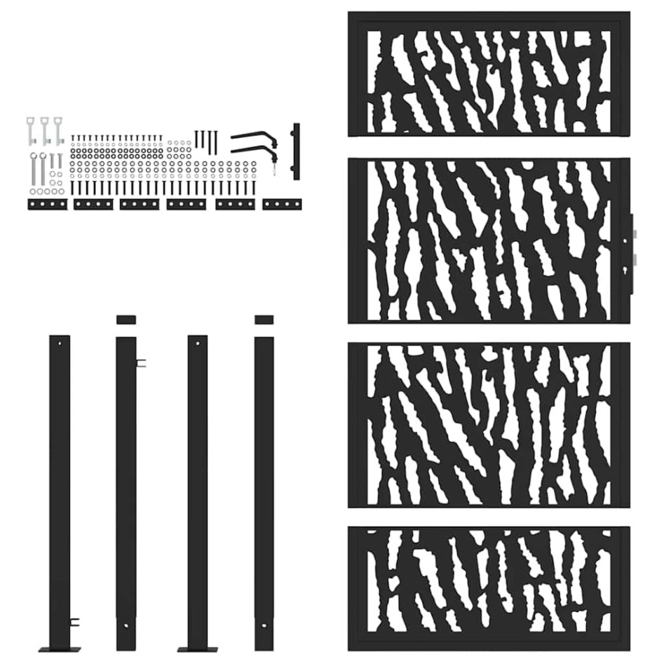 Puerta de jardín de diseño con carril de acero negro 105x180