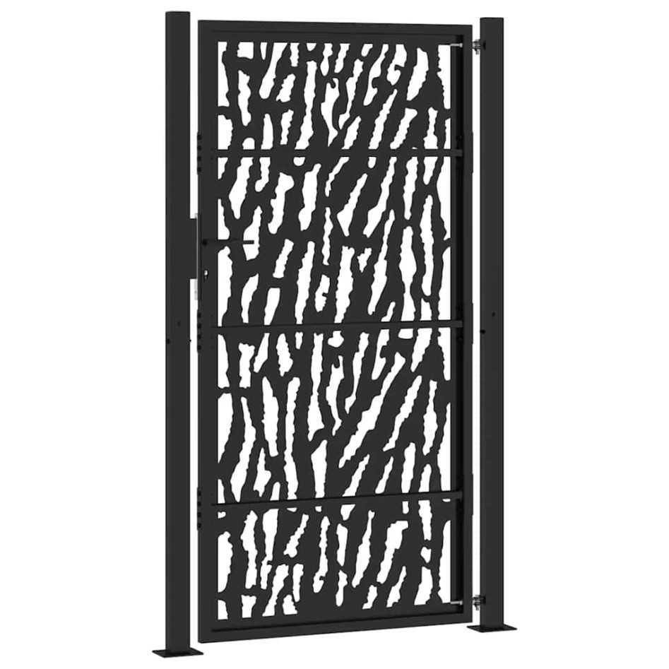 Puerta de jardín de diseño con carril de acero negro 105x180