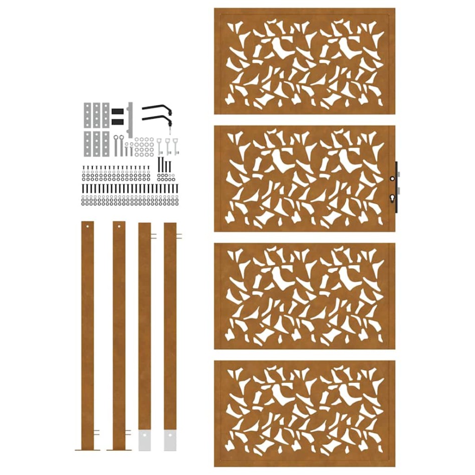 Puerta de jardín diseño de hojas de acero desgastado 105x205