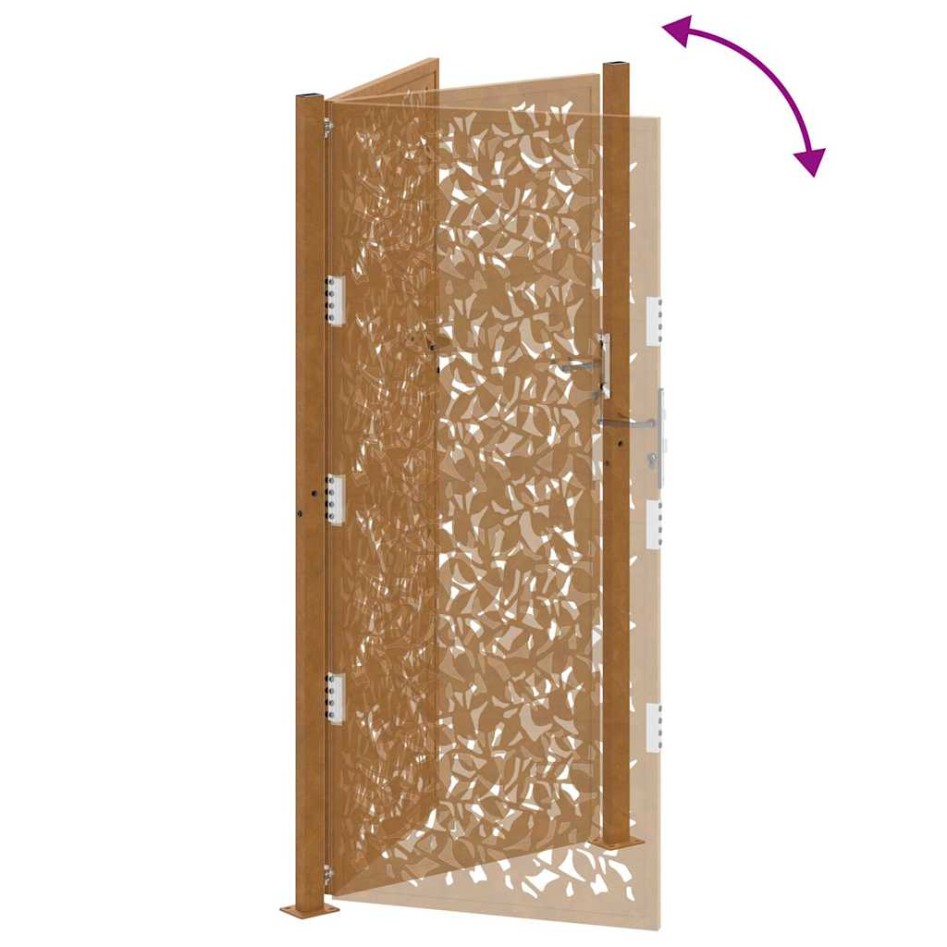 Puerta de jardín diseño de hojas de acero desgastado 105x205