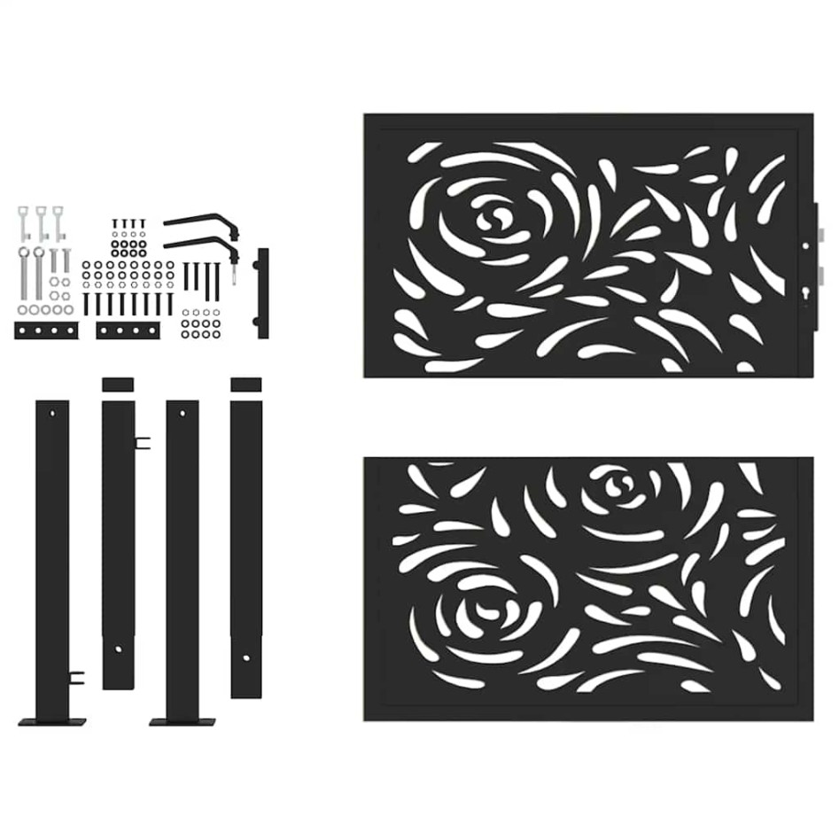 Puerta de jardín diseño llama acero negro 105x106