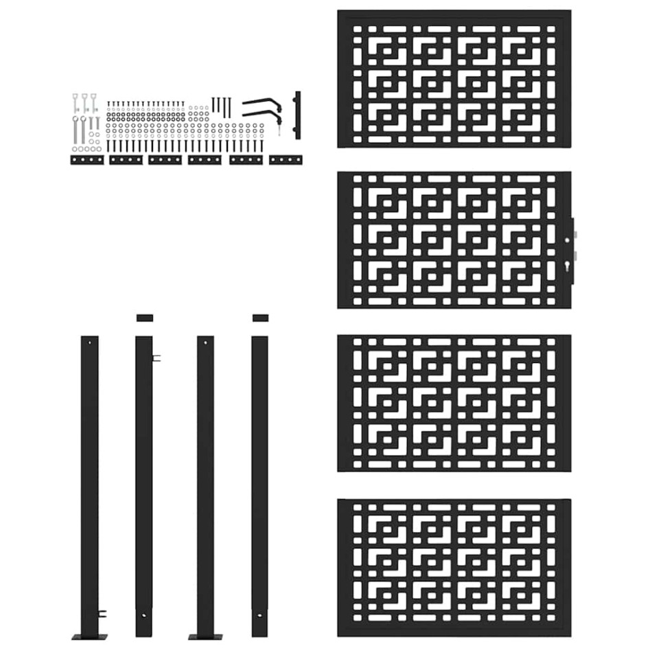 Puerta de jardín diseño en cruz de acero negra 105x205
