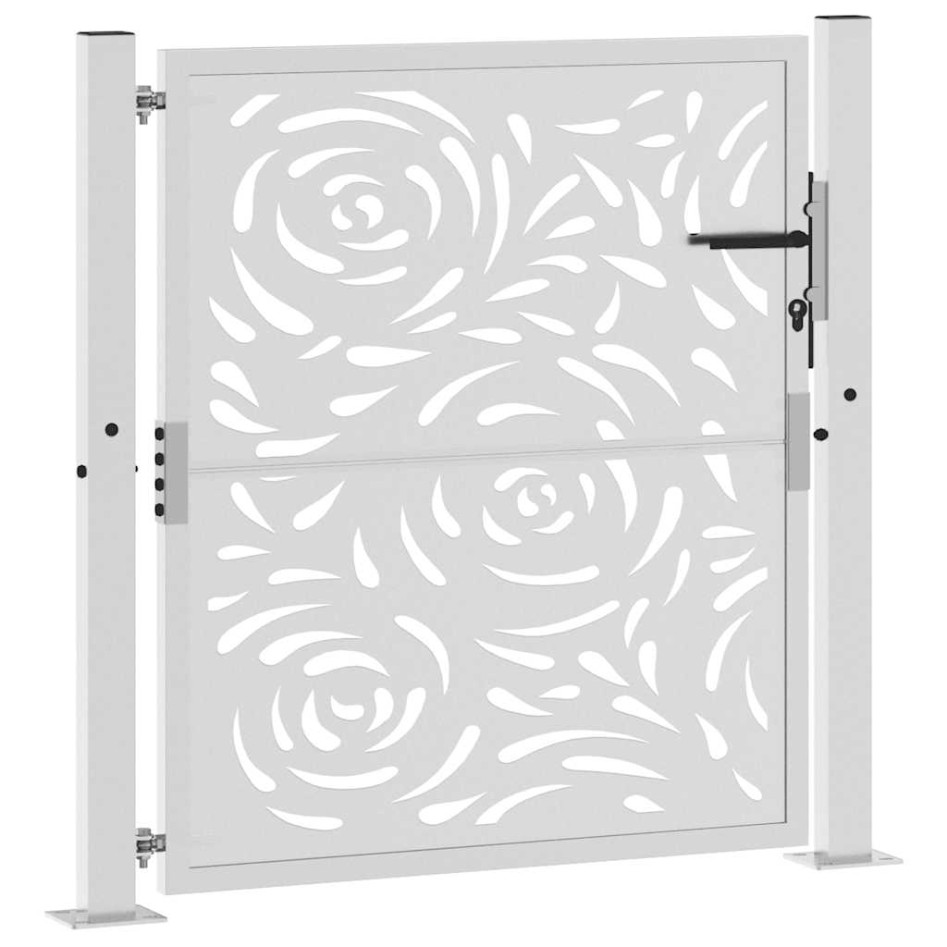 Puerta de jardín diseño llama acero desgastado 105x105