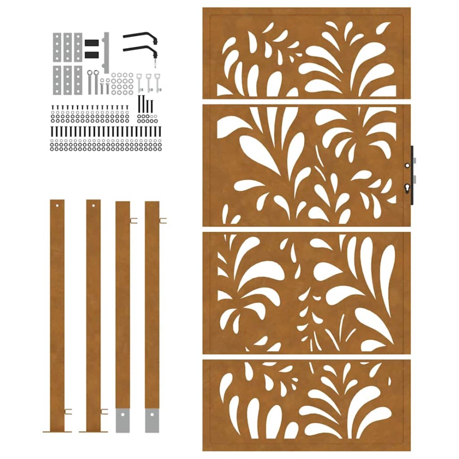 Puerta de jardín de acero desgastado diseño ondulado 105x180