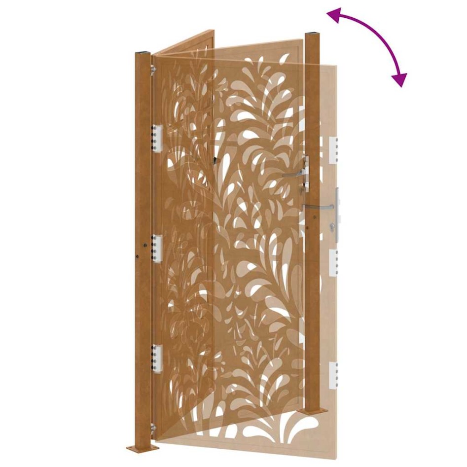 Puerta de jardín de acero desgastado diseño ondulado 105x180