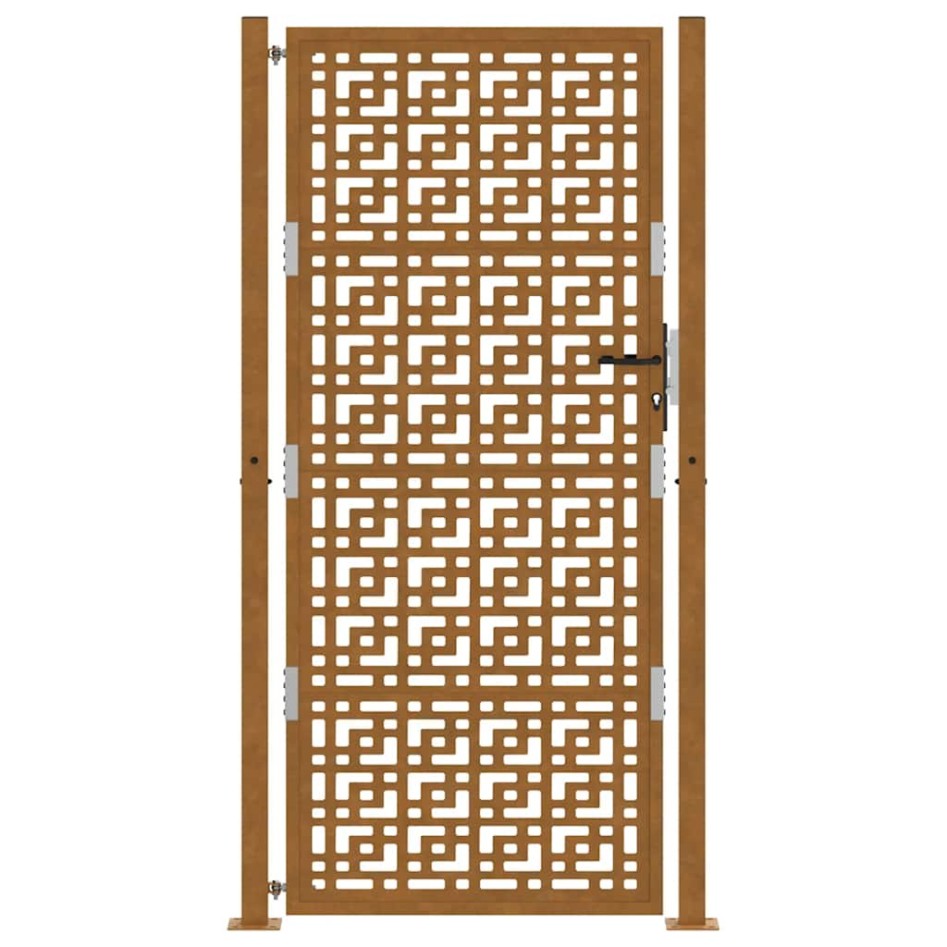 Puerta de jardín diseño en cruz de acero desgastado 105x205