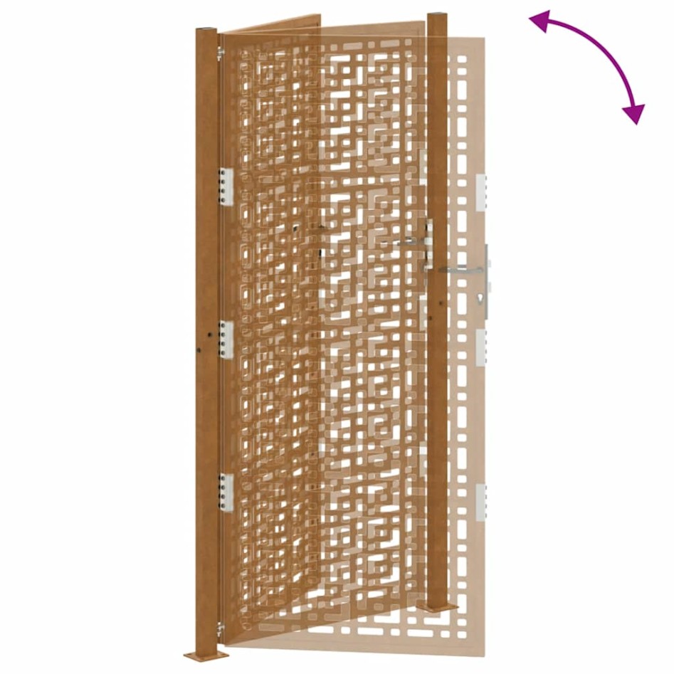 Puerta de jardín diseño en cruz de acero desgastado 105x205