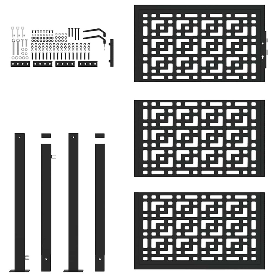 Puerta de jardín diseño en cruz de acero negra 105x155