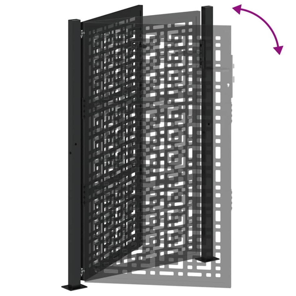 Puerta de jardín diseño en cruz de acero negra 105x155