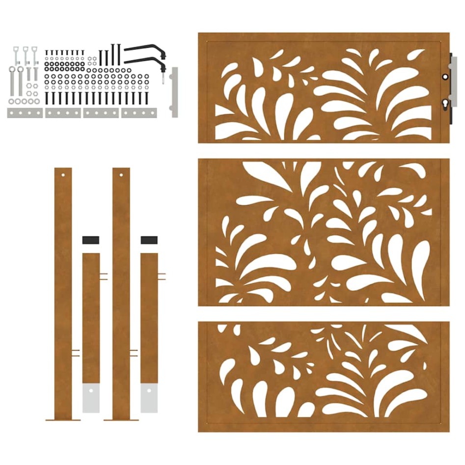 Puerta de jardín de acero desgastado diseño ondulado 105x130